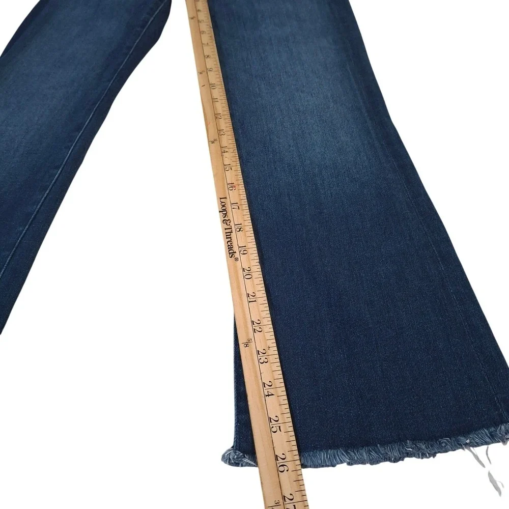 Mother The Hustler Ankle Fray Jeans Size 27 in Home Movies Wash Blue Flare